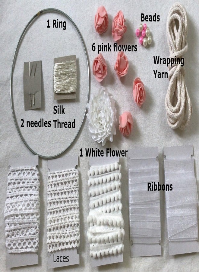 The brown box DIY Dream Catcher Making Kit for Kids & Adults | Complete Art & Craft Set with Ribbons, Beads & Flowers | Screen-Free Creative Hobby | Birthday & Christmas Gift, Return Gift - Image 4